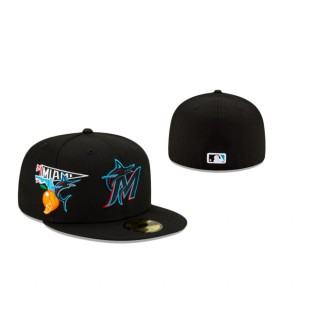 Marlins Black City Patch 59Fifty Fitted Hat