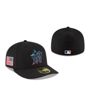 Marlins Black Crystals From Swarovski Flag Low Profile 59Fifty Hat