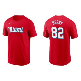Jacob Berry Marlins Red City Connect Wordmark T-Shirt