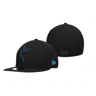 Marlins Black Logo Clubhouse 59FIFTY Fitted Hat