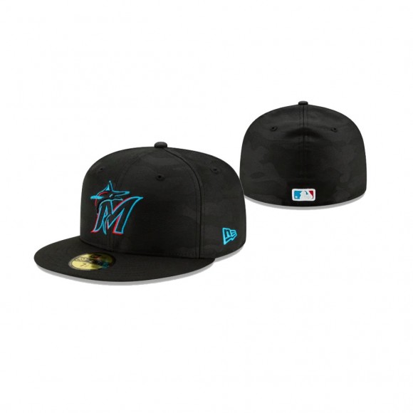 Marlins Midnight Camo Black 59FIFTY Fitted Hat