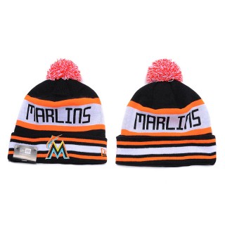 Male Miami Marlins Orange Biggest Fan Cuffed Knit Hat With Pom