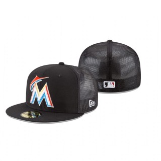 Marlins Replica Mesh Back Black 59FIFTY Fitted Cap