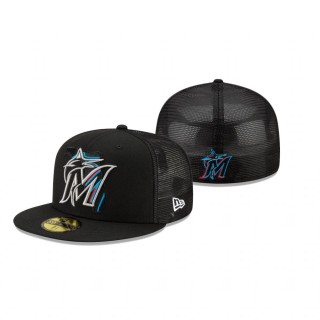 Miami Marlins Black State Fill Meshback 63FIFTY Hat