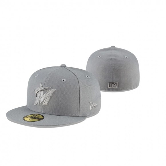 Marlins Gray Storm Tonal 59FIFTY Fitted Hat
