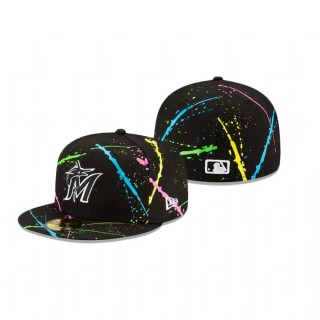 Miami Marlins Black Streakpop 59FIFTY Fitted Hat