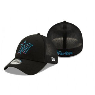 Marlins Black Team Mesh 39THIRTY Flex Hat