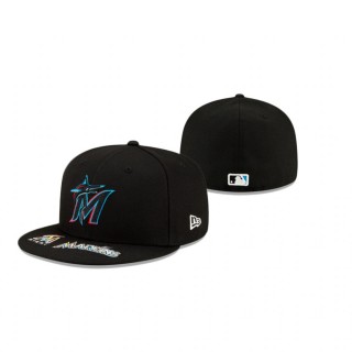 Marlins Black Visor Hit 59Fifty Fitted Hat