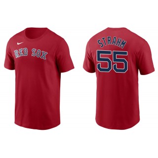Men's Boston Red Sox Matthew Strahm Red Name & Number T-Shirt