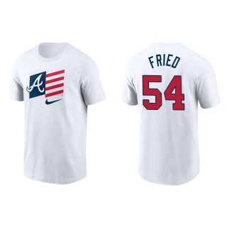 Max Fried Men's Atlanta Braves Nike White Americana Flag T-Shirt