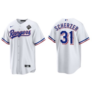 Max Scherzer Texas Rangers White 2023 World Series Replica Jersey