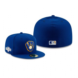 Men's Brewers Royal 2019 Postseason Alternate 59FIFTY Fitted Sidepatch Hat