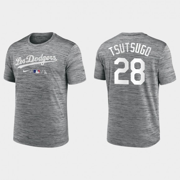 Men's Los Angeles Dodgers Yoshi Tsutsugo Anthracite 2021 City Connect Practice T-Shirt