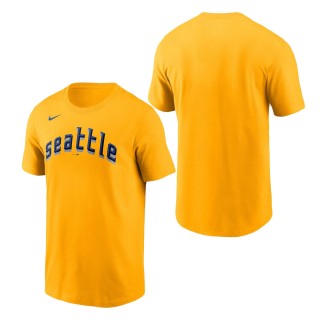 Men's Seattle Mariners Gold 2023 City Connect Wordmark T-Shirt