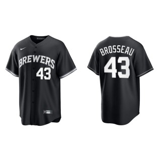 Mike Brosseau Brewers Black White Replica Official Jersey