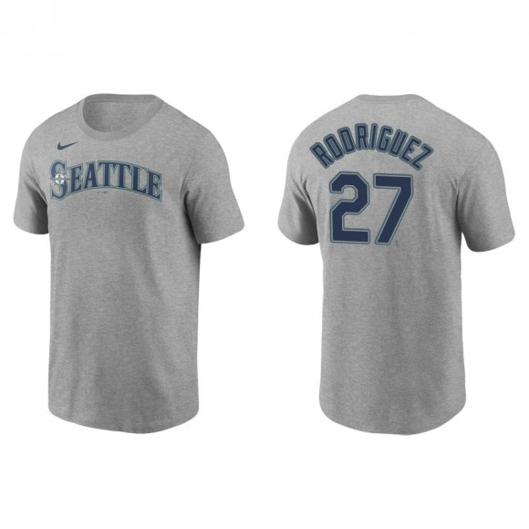 Julio Rodriguez Mariners Gray Name & Number Nike T-Shirt