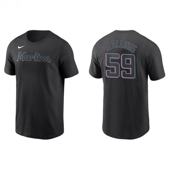 Jacob Stallings Marlins Black Name & Number Nike T-Shirt