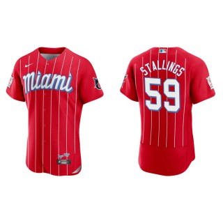 Jacob Stallings Marlins Red 2021 City Connect Authentic Jersey