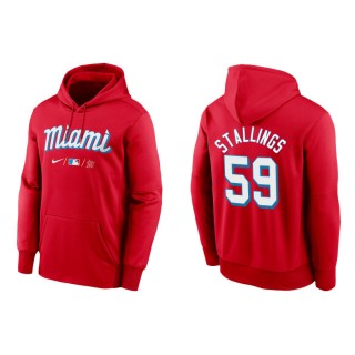 Jacob Stallings Marlins Red 2021 City Connect Therma Hoodie