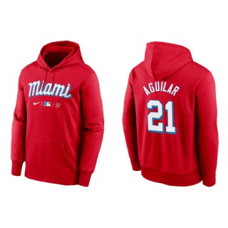 Jesus Aguilar Marlins Red 2021 City Connect Therma Hoodie