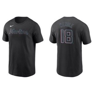 Joey Wendle Marlins Black Name & Number Nike T-Shirt