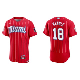 Joey Wendle Marlins Red 2021 City Connect Authentic Jersey