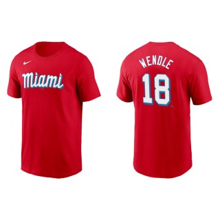 Joey Wendle Marlins Red 2021 City Connect Wordmark T-Shirt