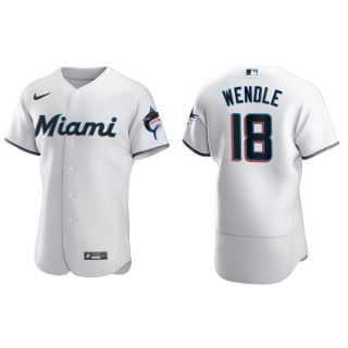 Joey Wendle Marlins White Authentic Home Jersey