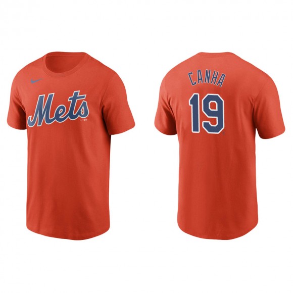 Mark Canha Mets Orange Name & Number Nike T-Shirt