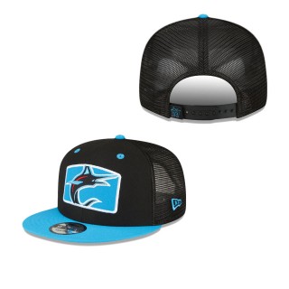 Men's Miami Marlins Black Logo Zoom Trucker 9FIFTY Snapback Hat