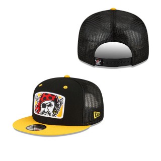 Men's Pittsburgh Pirates Black Gold Logo Zoom Trucker 9FIFTY Snapback Hat
