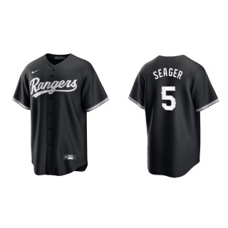 Corey Seager Rangers Black White Replica Official Jersey