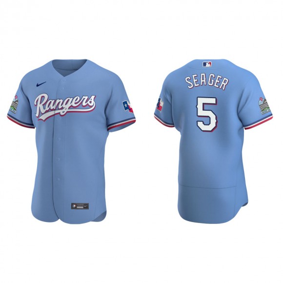 Corey Seager Rangers Light Blue Authentic Alternate Jersey
