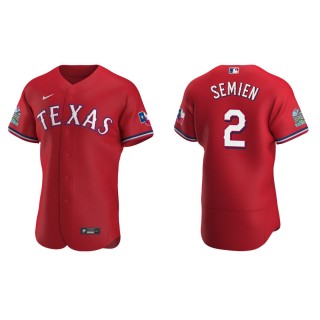 Marcus Semien Rangers Scarlet Authentic Alternate Jersey
