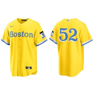 Michael Wacha Red Sox Gold Light Blue 2021 City Connect Replica Jersey