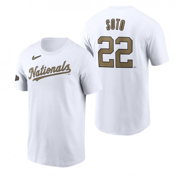Men's Washington Nationals Juan Soto Nike White 2022 MLB All-Star Game Name & Number T-Shirt