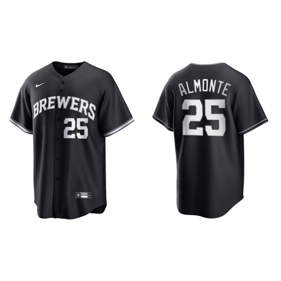 Men's Brewers Abraham Almonte Black White Replica Official Jersey