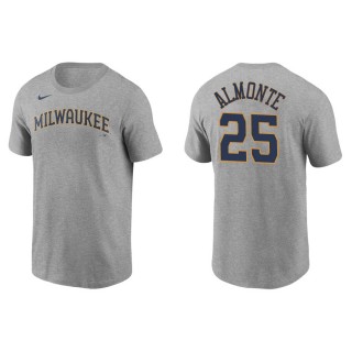 Men's Brewers Abraham Almonte Gray Name & Number Nike T-Shirt
