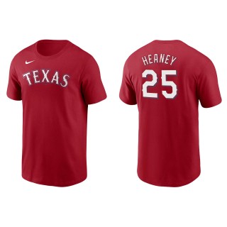 Men's Texas Rangers Andrew Heaney Red Name & Number T-Shirt