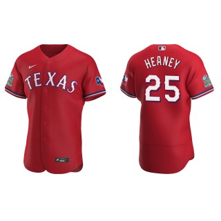 Men's Texas Rangers Andrew Heaney Scarlet Authentic Alternate Jersey