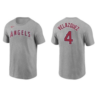 Men's Los Angeles Angels Andrew Velazquez Gray Name & Number T-Shirt