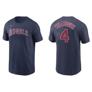 Men's Los Angeles Angels Andrew Velazquez Navy Name & Number T-Shirt