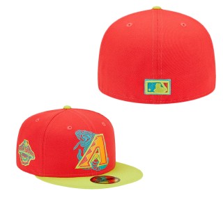 Men's Arizona Diamondbacks Red Neon Green 2001 World Series Lava Highlighter Combo 59FIFTY Fitted Hat