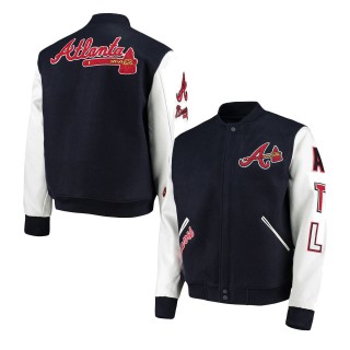 Men's Atlanta Braves Navy White Varsity Logo Full-Zip Jacket