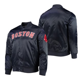 Men's Boston Red Sox Navy Wordmark Satin Full-Snap Jacket
