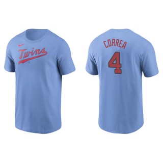 Men's Twins Carlos Correa Light Blue Name & Number Nike T-Shirt