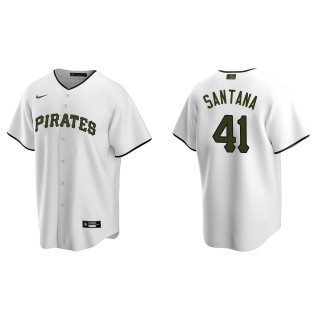 Men's Pittsburgh Pirates Carlos Santana White Replica Alternate Jersey