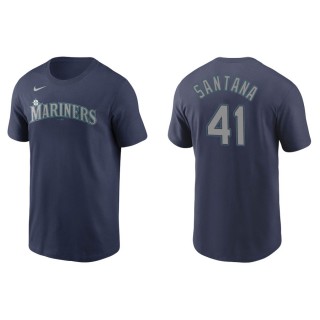Men's Seattle Mariners Carlos Santana Navy Name & Number T-Shirt