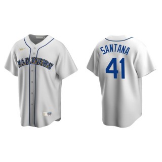 Men's Seattle Mariners Carlos Santana White Cooperstown Collection Home Jersey