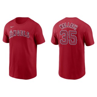 Men's Los Angeles Angels Chad Wallach Red Name & Number T-Shirt